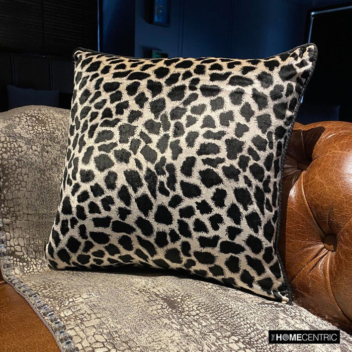 Wild Jungle - Black N White Velvet Decorative Euro Sham