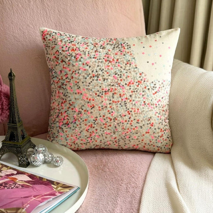 Wonderland Dust - Pink Art Silk Throw Pillow Cover