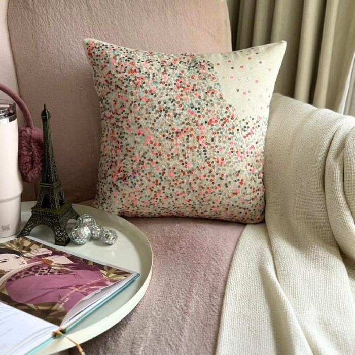 Wonderland Dust - Pink Art Silk Throw Pillow Cover