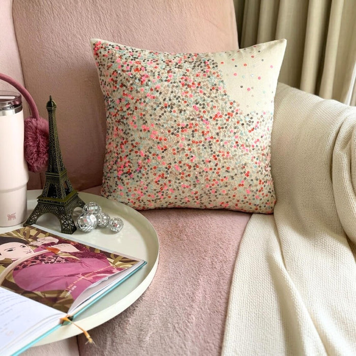 Wonderland Dust - Pink Art Silk Throw Pillow Cover