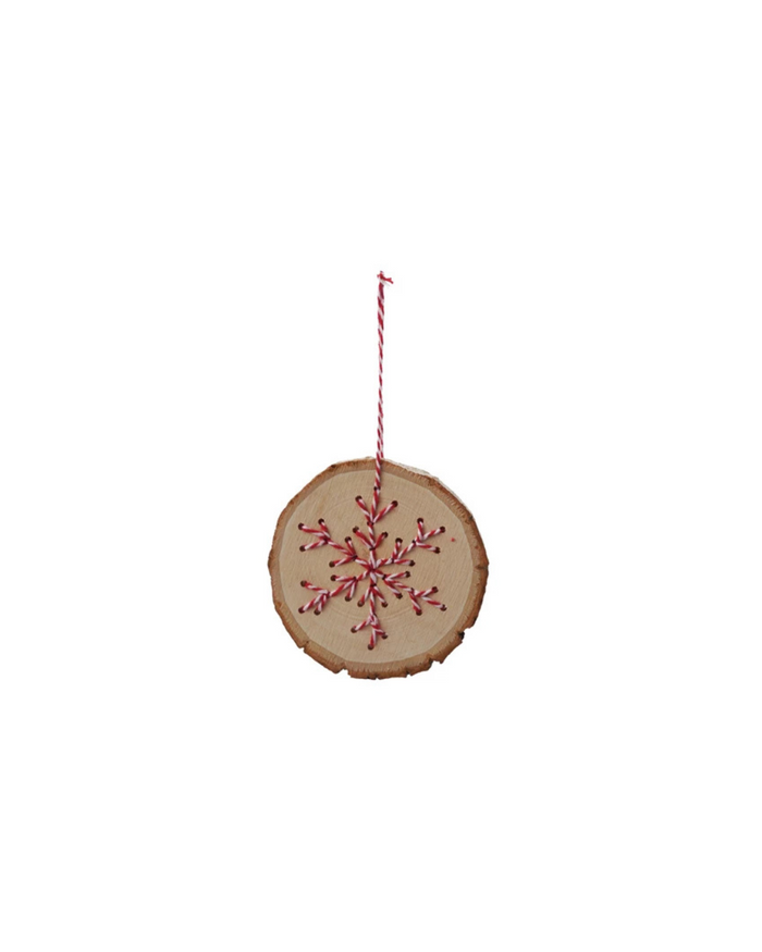 Wood Slice Ornament W/Snowflake #XT0008