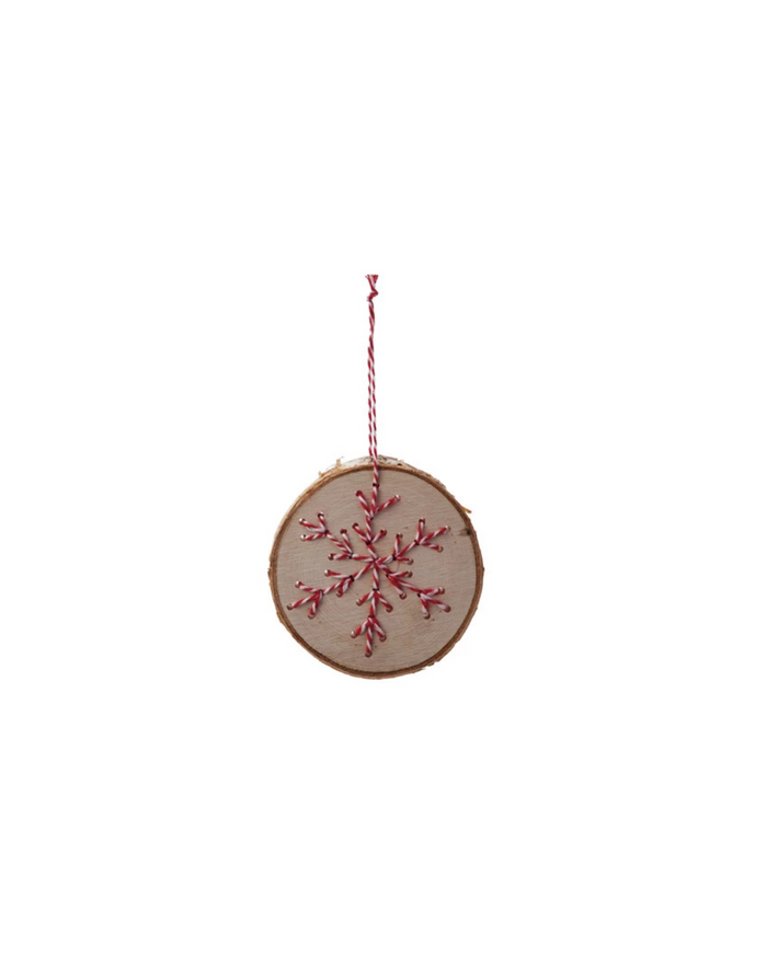 Wood Slice Ornament W/Snowflake #XT0008