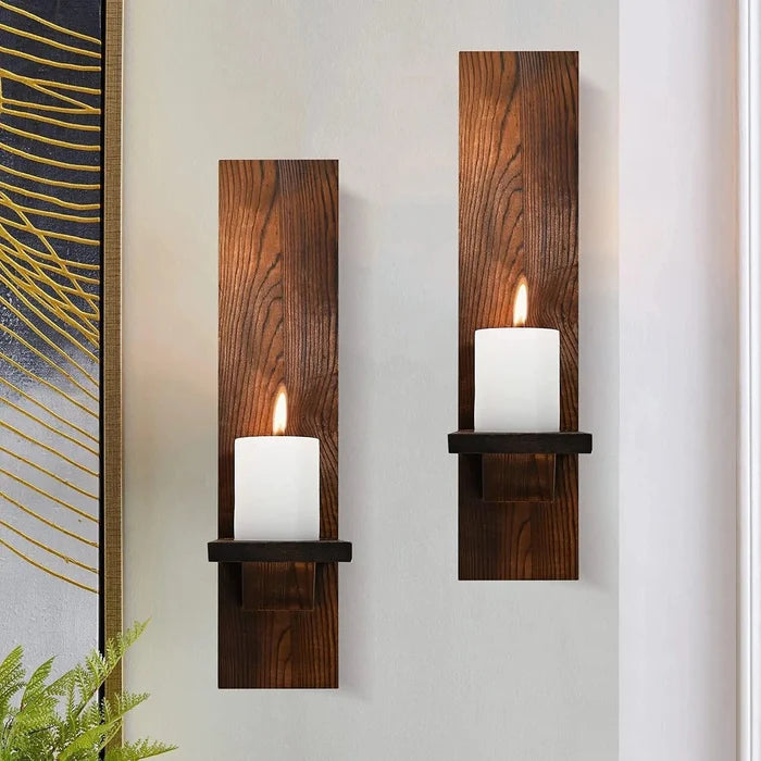 Wooden Wall Candle Sconces