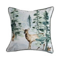 Woodland Deer Scene Velvet Square Pillow #XS8964