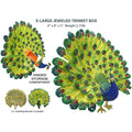 X-Large Peacock Jeweled Trinket Box Austrian Crystals, Open Feathers