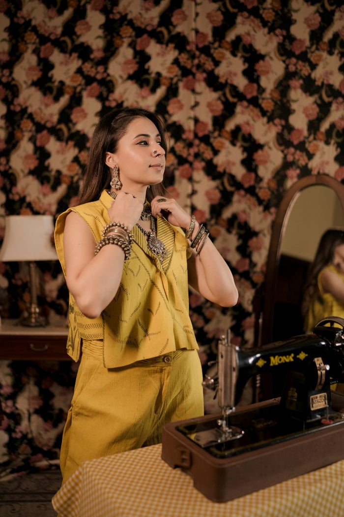 Designer yellow linen co ord set