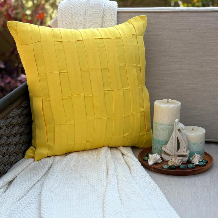Yellow Love Tune - Yellow Suede Throw Pillow Cover
