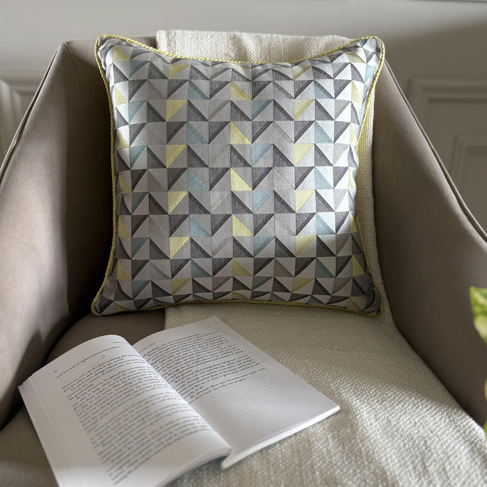 Yellow Moire Effects - Yellow Jacquard Silk Throw Pillow Cover