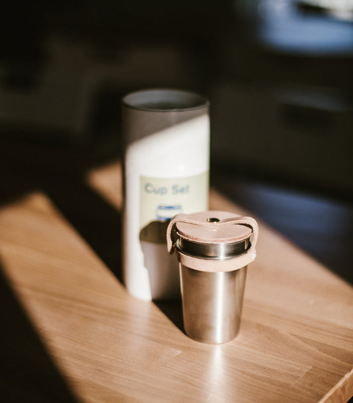 Steel and Leather Cup Set | YIELD | Traveling Cup Set | Golden Rule Gallery | Excelsior, MN