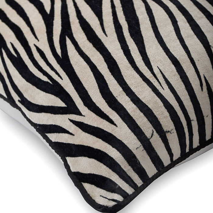 Zebra Crossing - Black N White Velvet Throw Pillow Cover