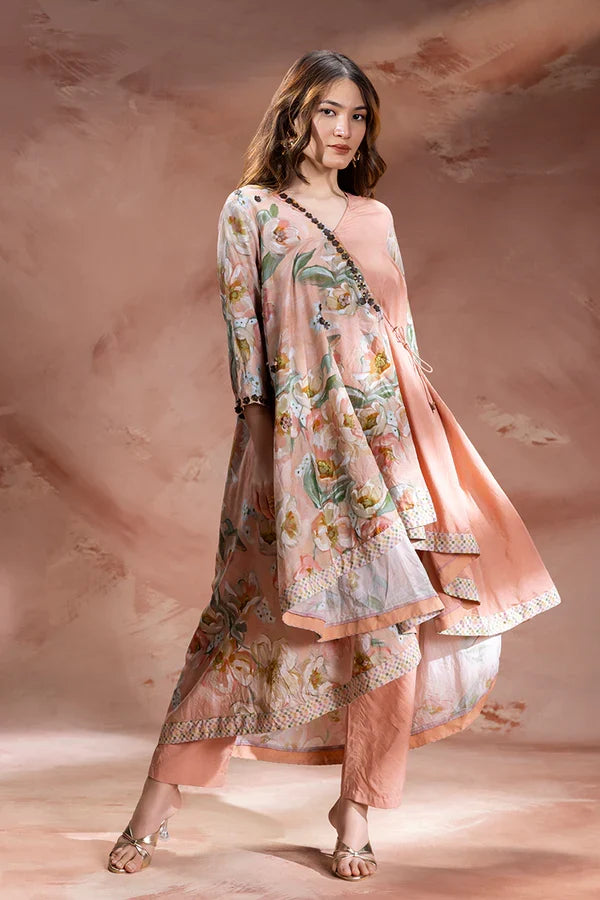 Zeya embellished asymmetric tunic set